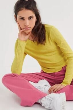 Project Social T x Urban Outfitters Yellow Ribbed Crop LS